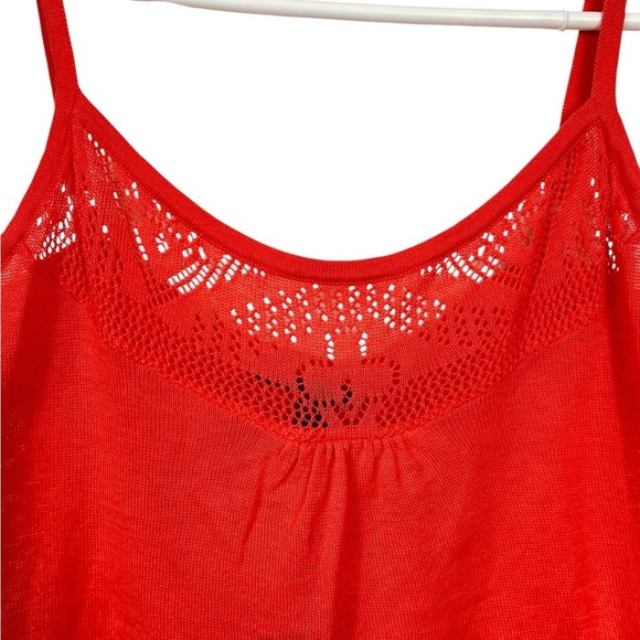 Buffalo cotton camisole top, M, coral, lace pattern Delicate Feminine Pretty - Picture 2 of 11